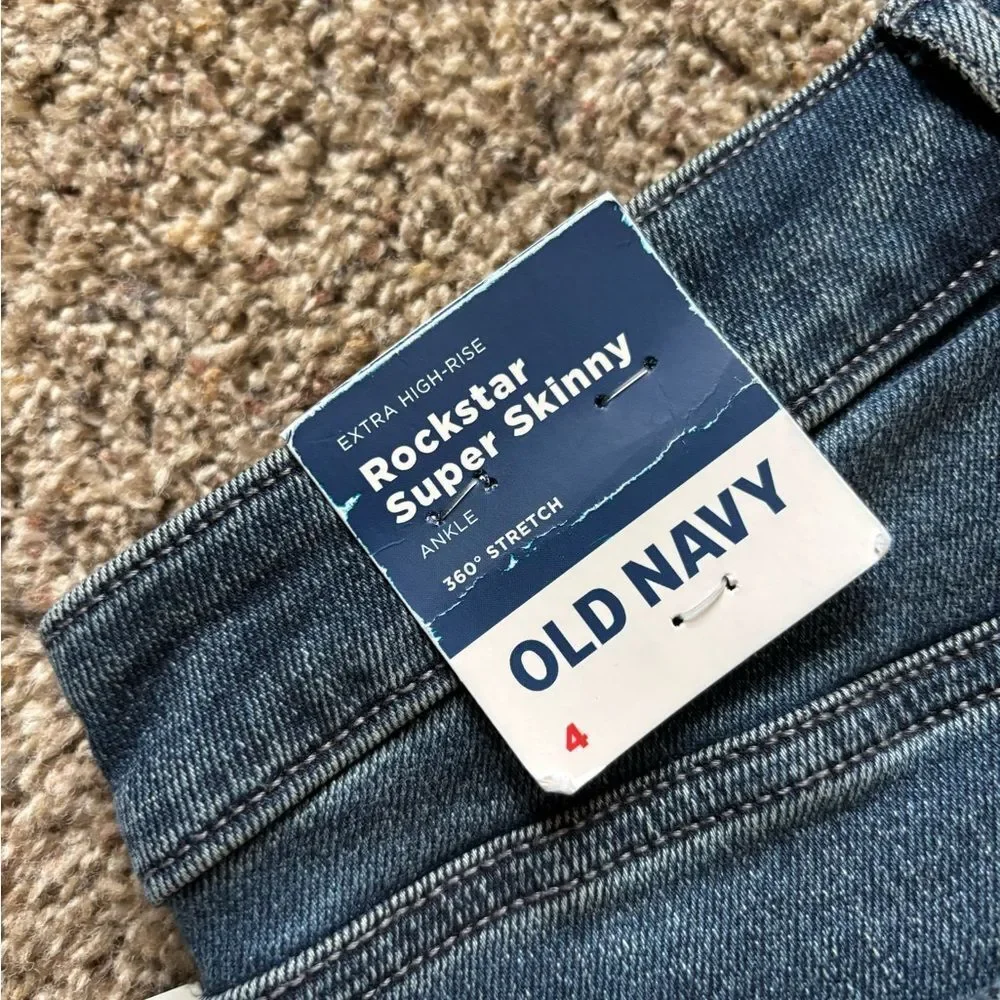 Old Navy Rockstar Jeans Super Skinny Ankle New Extra High Rise‎ Womens Size 4